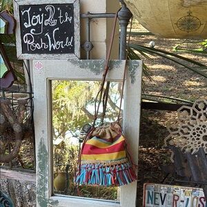 Rags2Riches Colorful round shaped Striped Drawstring Bag GUC